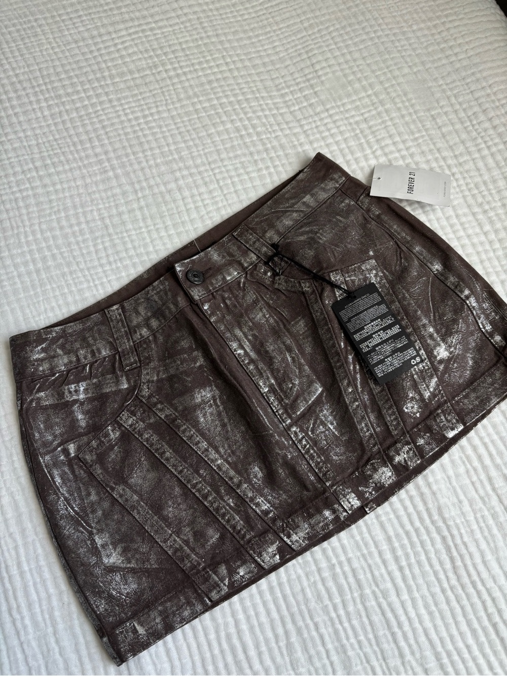 Forever 21 Metallic Brown Mini Skirt